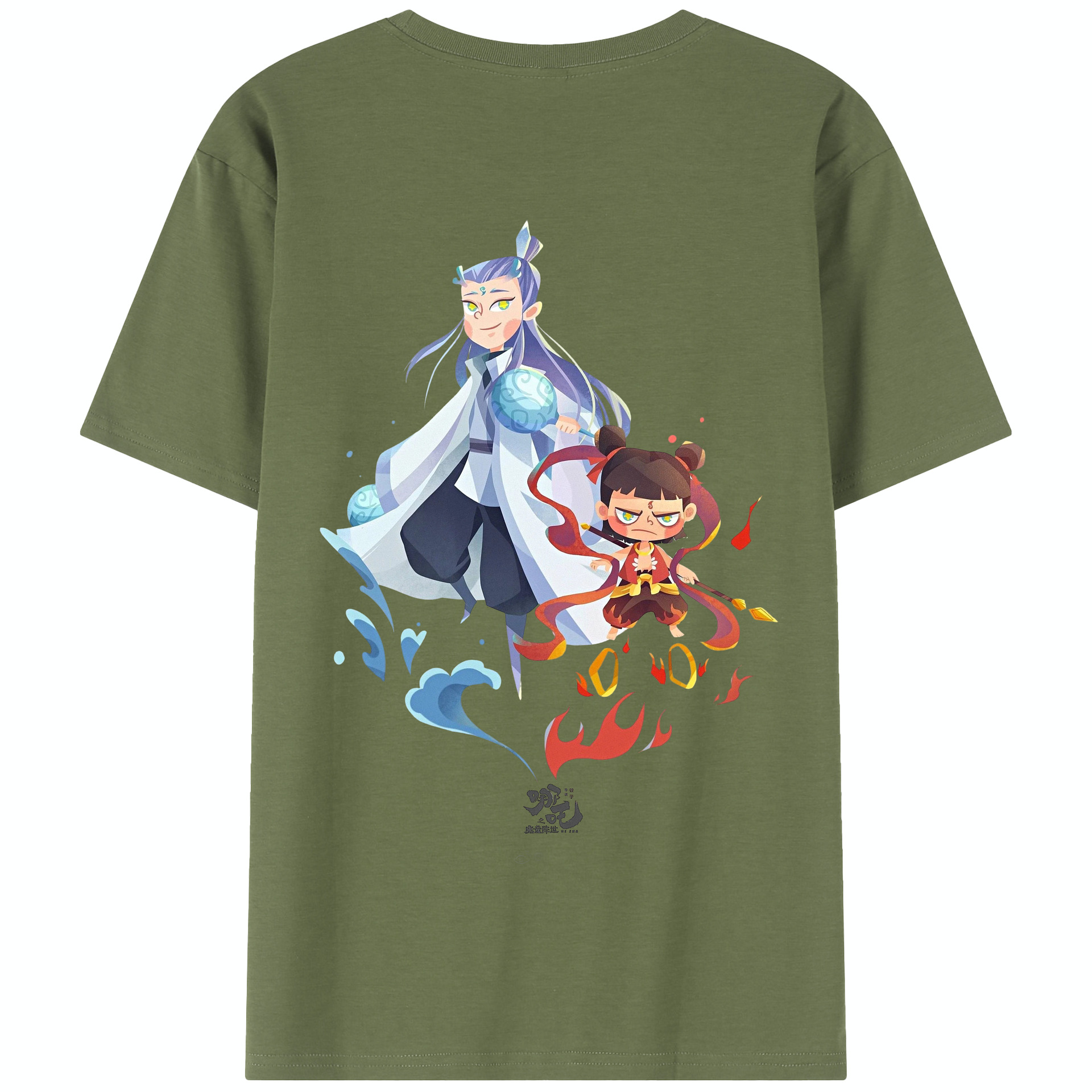（画像用） Ne Zha 2 ナタ 魔童の大暴れ 綿100％半袖Tシャツ（背面プリント）